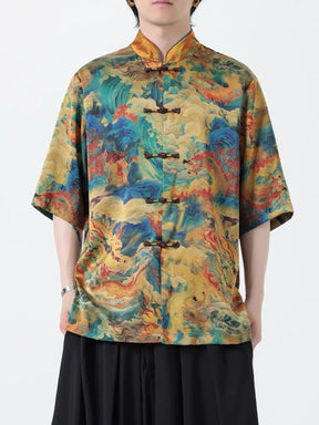 Dragon tang suit men's summer t shirt-jianxi hanfu