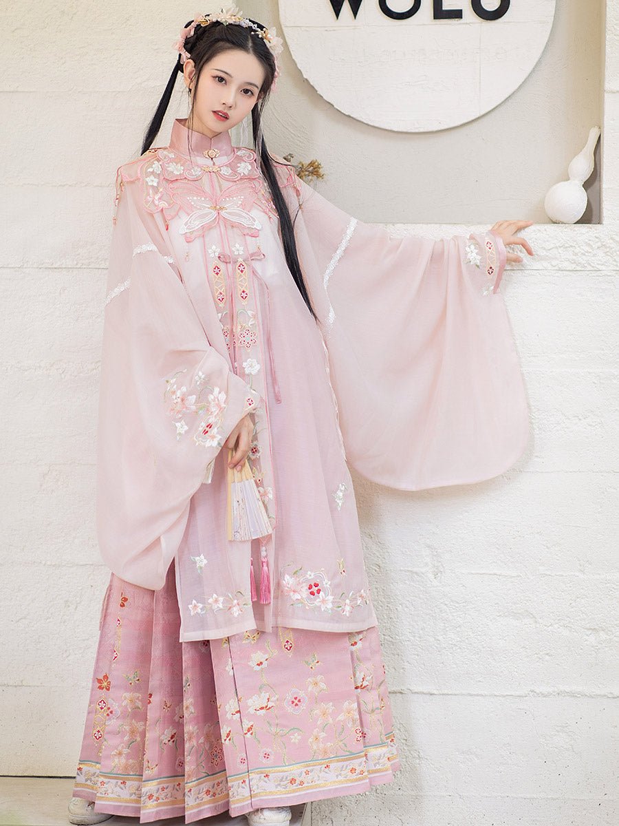 pink mamian skirt chinese clothing hanfu dress-Jianxi Hanfu