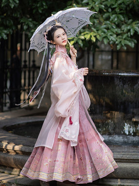 pink changshan chinese hanfu dress-Jianxi Hanfu