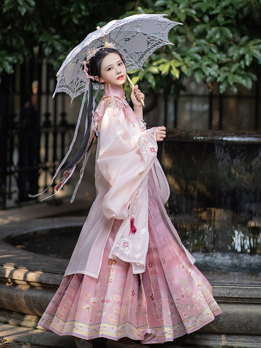 pink changshan chinese hanfu dress-Jianxi Hanfu