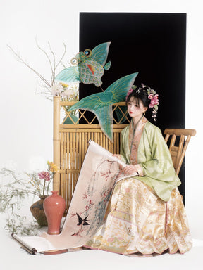 green hanfu dress mamian skirt women's dress-Jianxi Hanfu