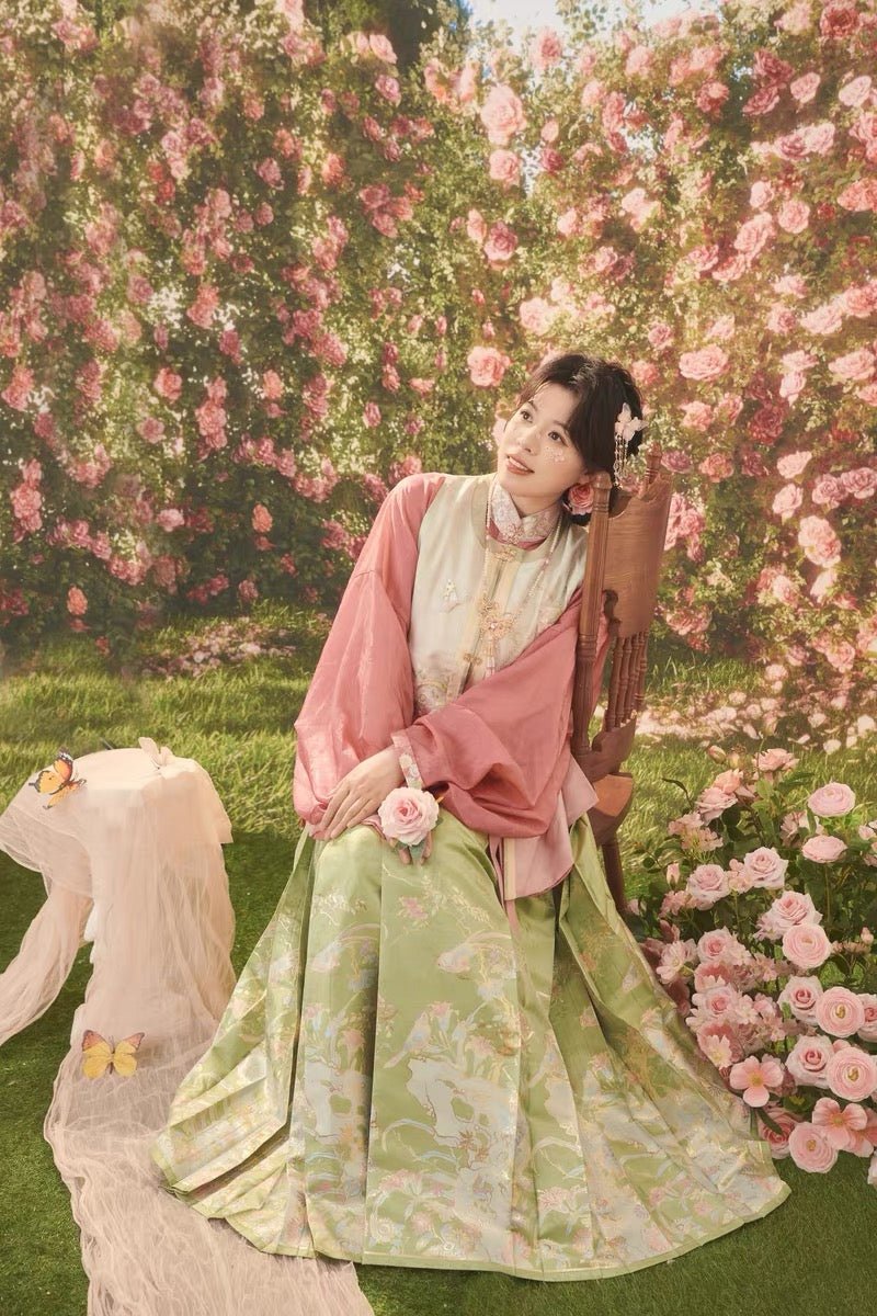 green chinese girls' dress-Jianxi Hanfu