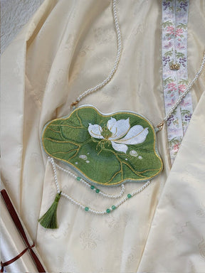 green chinese hanfu purse lotus-Jianxi Hanfu