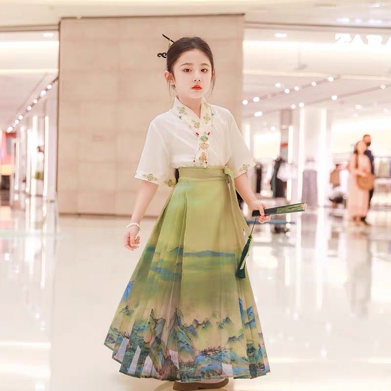 Girls' Mamian Skirt for Summer - Qian Li Jiang Shan - Jianxi Hanfu