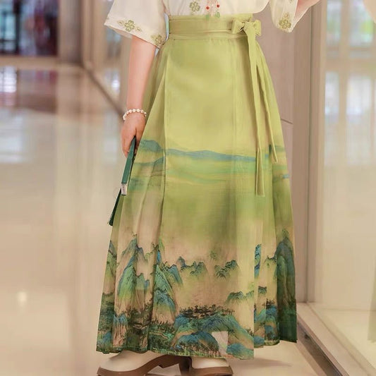 Girls' Mamian Skirt for Summer - Qian Li Jiang Shan - Jianxi Hanfu