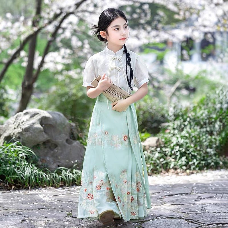 Girls' Mamian Skirt for summer - Shan Cha Hua - Jianxi Hanfu