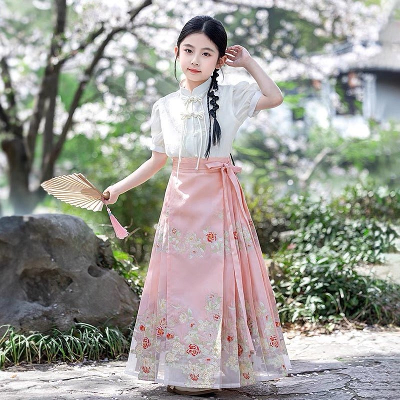 Girls' Mamian Skirt for summer - Shan Cha Hua - Jianxi Hanfu