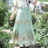 green skirt chinese ming dynasty mamianqun - Jianxi Hanfu