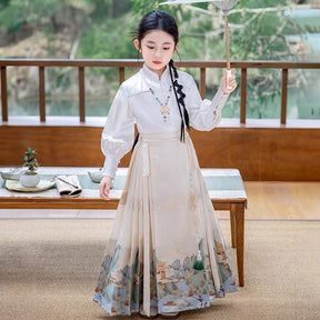 Girls summer Ming Dynasty Hanfu Mamian Skirt - Jianxi Hanfu