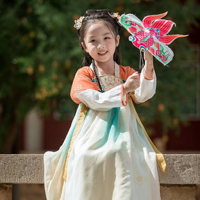 tang dynasty orange ruqun dress - Jianxi Hanfu