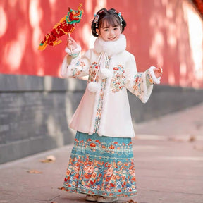 Girls' winter Christmas New Year Hanfu set - Jianxi Hanfu