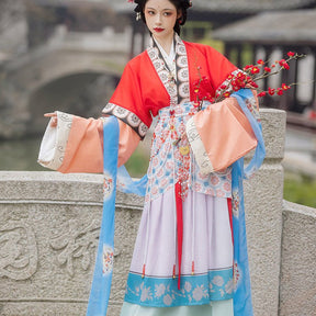 red Shirt Chinese wei jin dynasty women's dress- Jianxi hanfu
