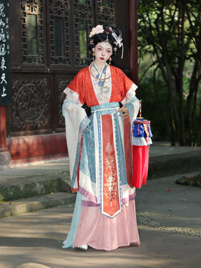 chinese wei jin dynasty women's red hanfu dress - Jianxi Hanfu