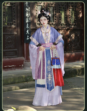 chinese wei jin dynasty women's blue hanfu dress - Jianxi Hanfu