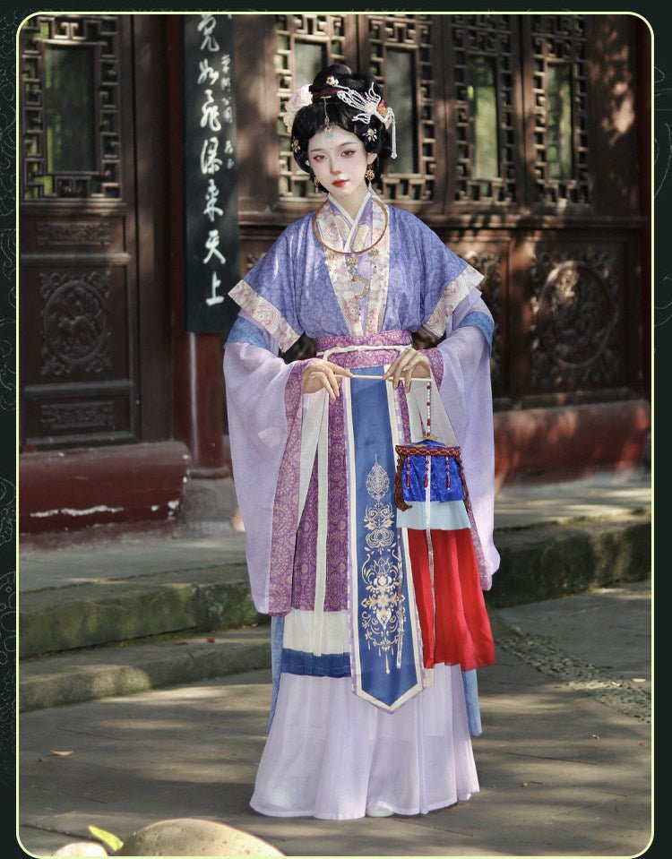 chinese wei jin dynasty women's blue hanfu dress - Jianxi Hanfu