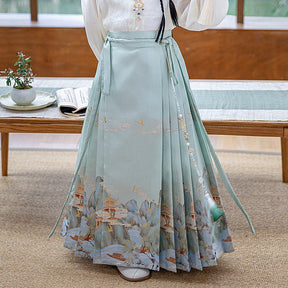 chinese ming dynasty blue mamianqun skirt - Jianxi Hanfu