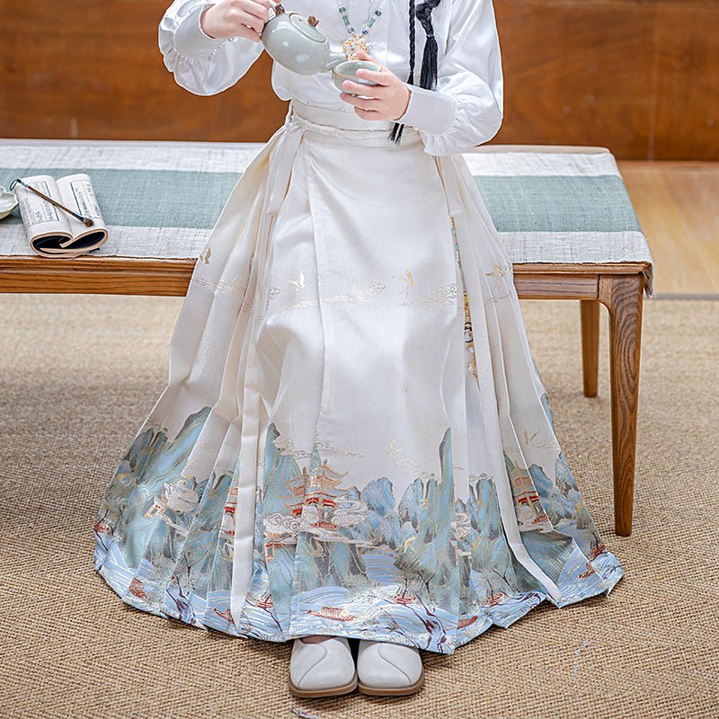 chinese ming dynasty beige mamianqun skirt - Jianxi Hanfu