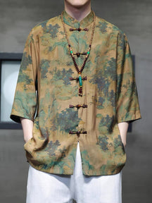 green tang suit chinese male clothes-Jianxi Hanfu