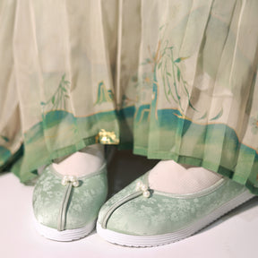Chinese green hanfu shoes tang dynasty women's shoes-Jianxi Hanfu