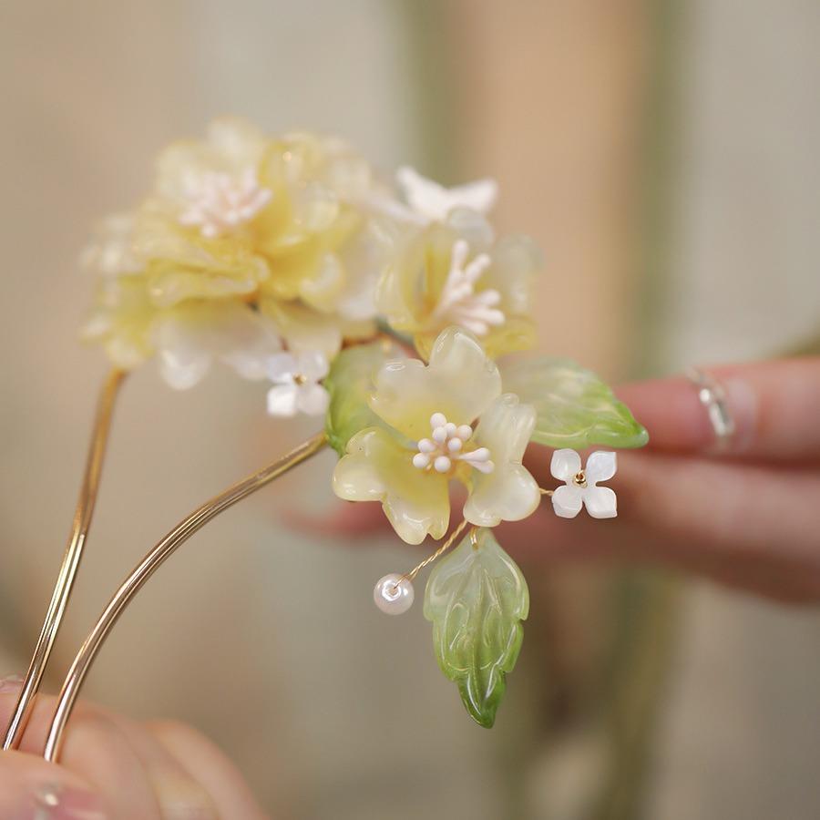 Hanfu Accessory New Chinese - Style Floral Hairpin - Jianxi Hanfu