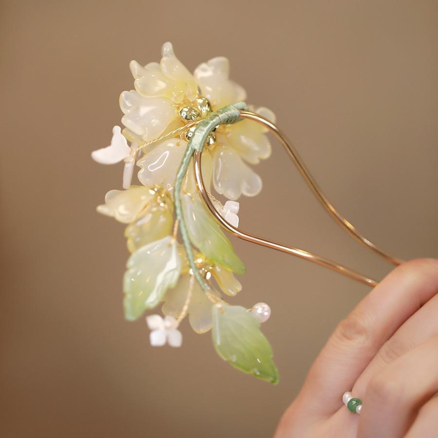 Hanfu Accessory New Chinese - Style Floral Hairpin - Jianxi Hanfu