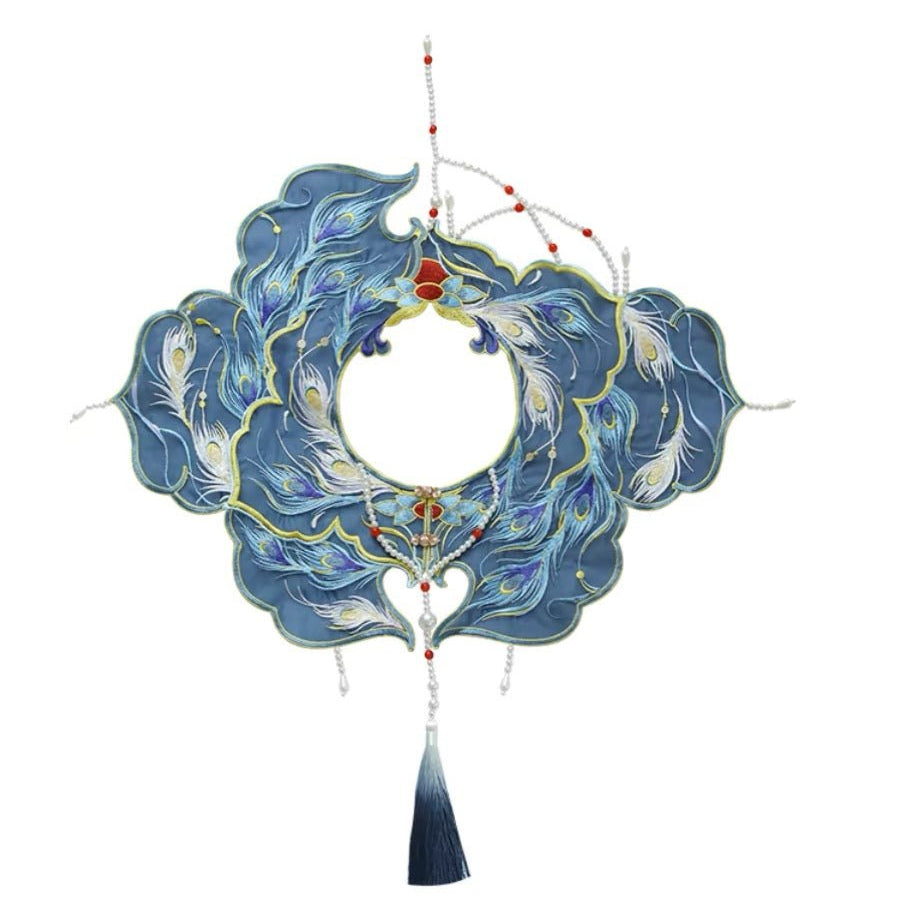 blue Embroidered Yunjian Peacock - Jianxi Hanfu