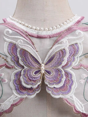 Hanfu Mamian Skirt Embroidered Yunjian - Purple Butterfly - Jianxi Hanfu