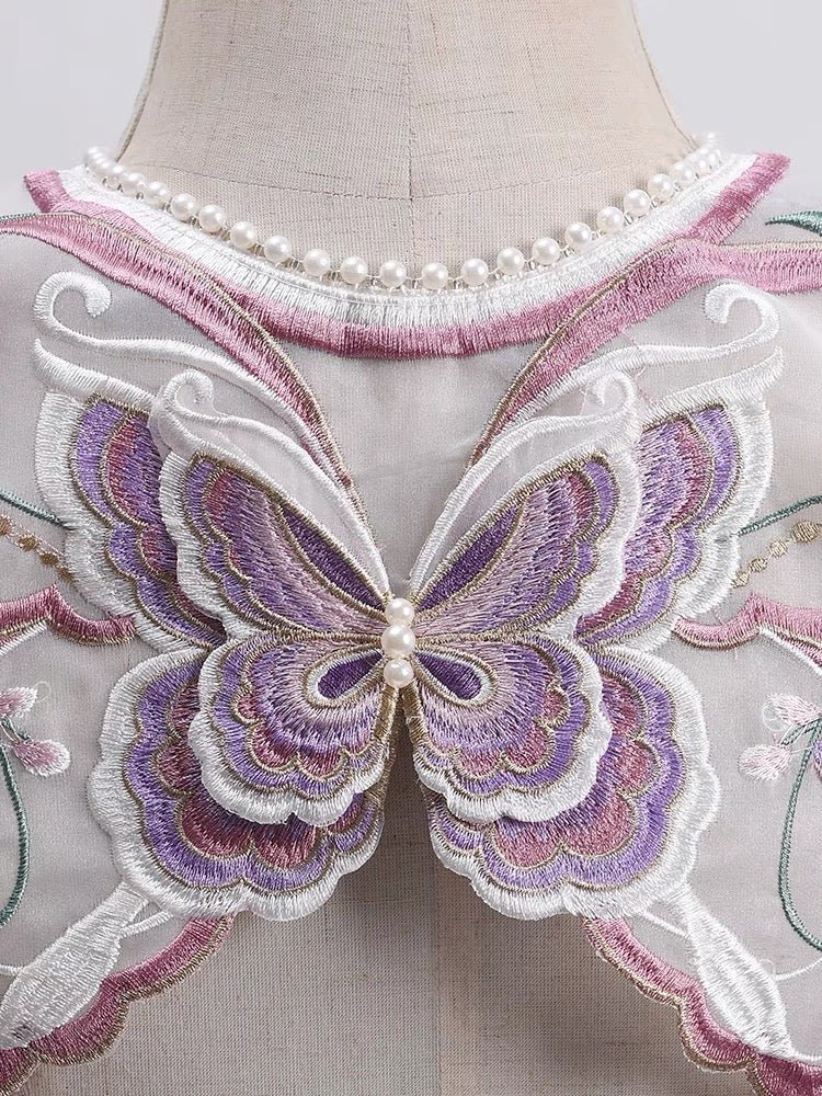 Hanfu Mamian Skirt Embroidered Yunjian - Purple Butterfly - Jianxi Hanfu