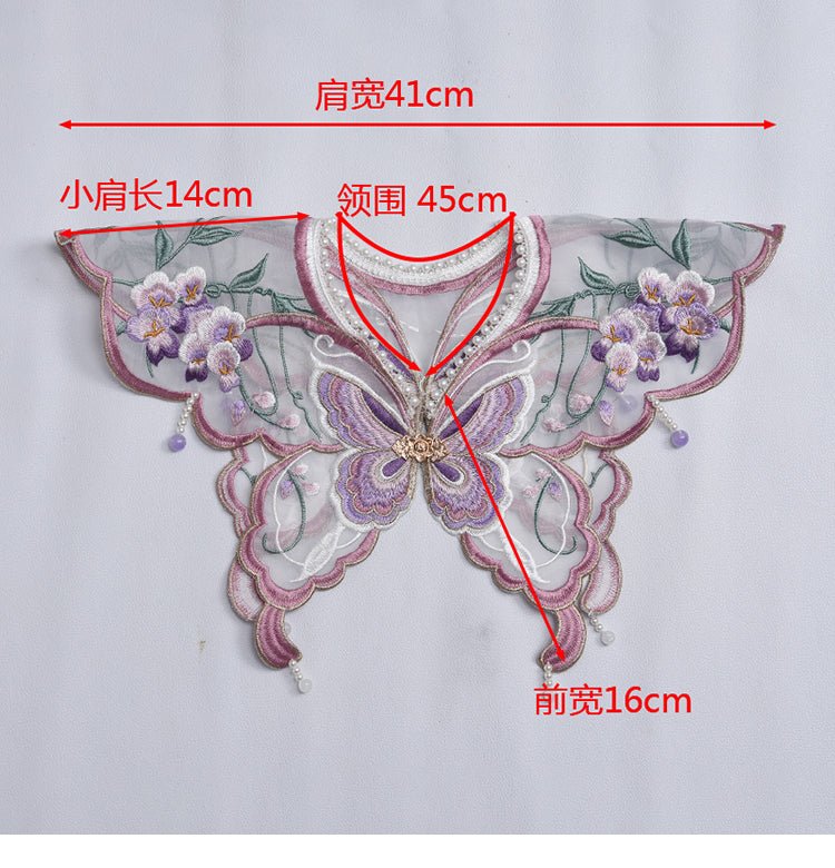 Hanfu Mamian Skirt Embroidered Yunjian - Purple Butterfly - Jianxi Hanfu