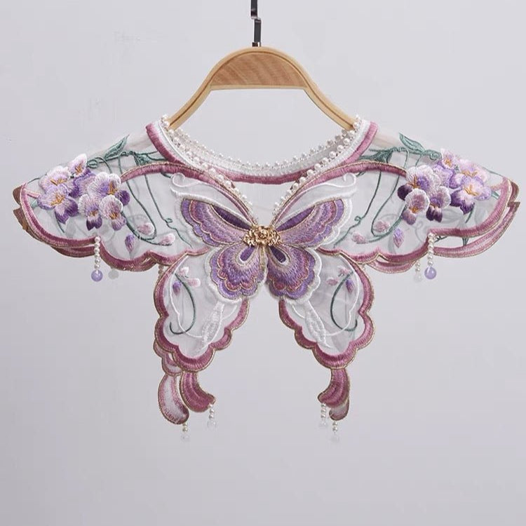 Hanfu Mamian Skirt Embroidered Yunjian - Purple Butterfly - Jianxi Hanfu