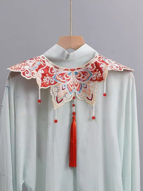 Hanfu Mamian Skirt Embroidered Yunjian - Tassel Lotus - Jianxi Hanfu