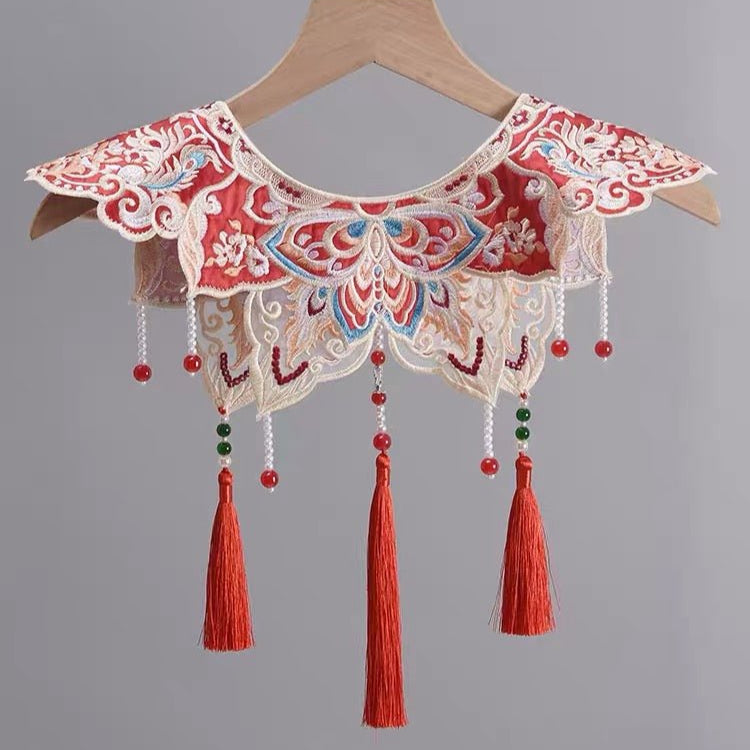 Hanfu Mamian Skirt Embroidered Yunjian - Tassel Lotus - Jianxi Hanfu