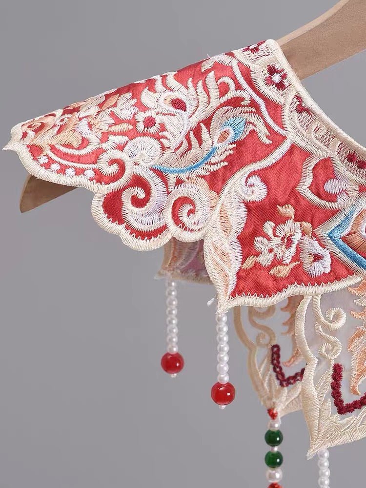 Hanfu Mamian Skirt Embroidered Yunjian - Tassel Lotus - Jianxi Hanfu