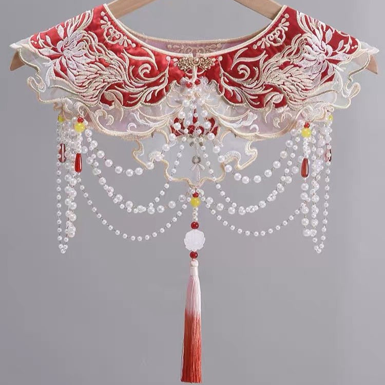 Hanfu Mamian Skirt Yunjian cloud collar Wedding - Pearl - Jianxi Hanfu