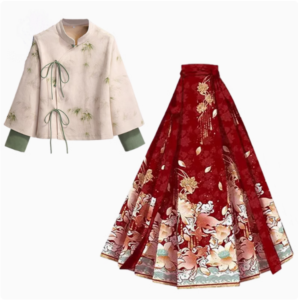 New Chinese Hanfu, New Year's dress, Christmas skirt, lucky Mamian skirt - Jianxi Hanfu