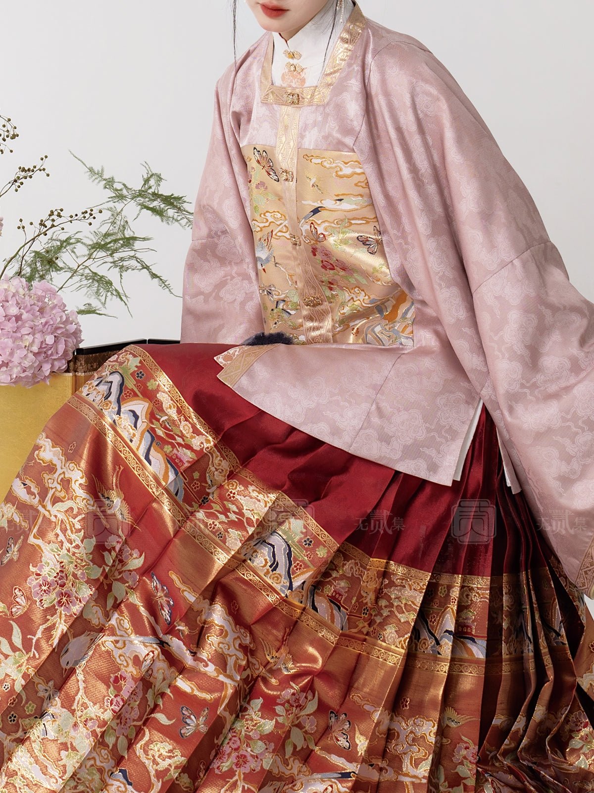 pink hanfu dress mamian skirt-Jianxi Hanfu