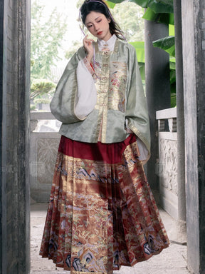 red hanfu dress mamian skirt-Jianxi Hanfu