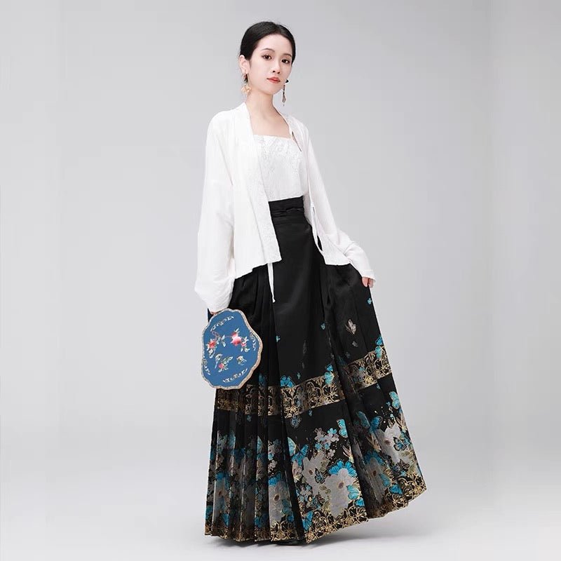 High - end Hanfu Mamian Skirt - Lan Die Mi Jing - Jianxi Hanfu