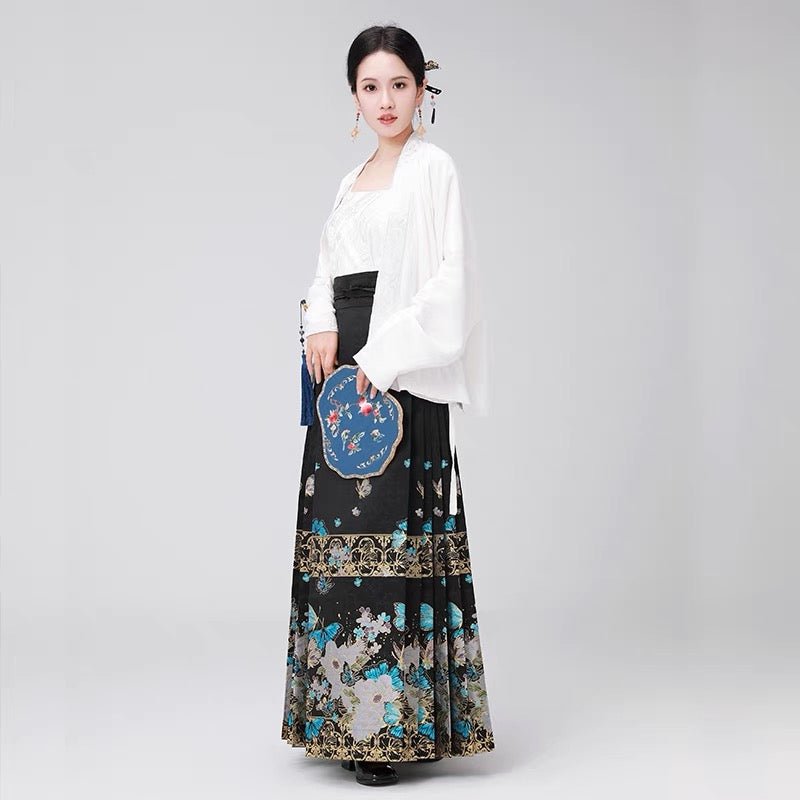 High - end Hanfu Mamian Skirt - Lan Die Mi Jing - Jianxi Hanfu