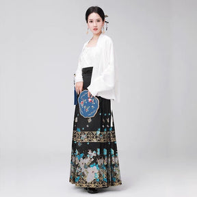 High - end Hanfu Mamian Skirt - Lan Die Mi Jing - Jianxi Hanfu