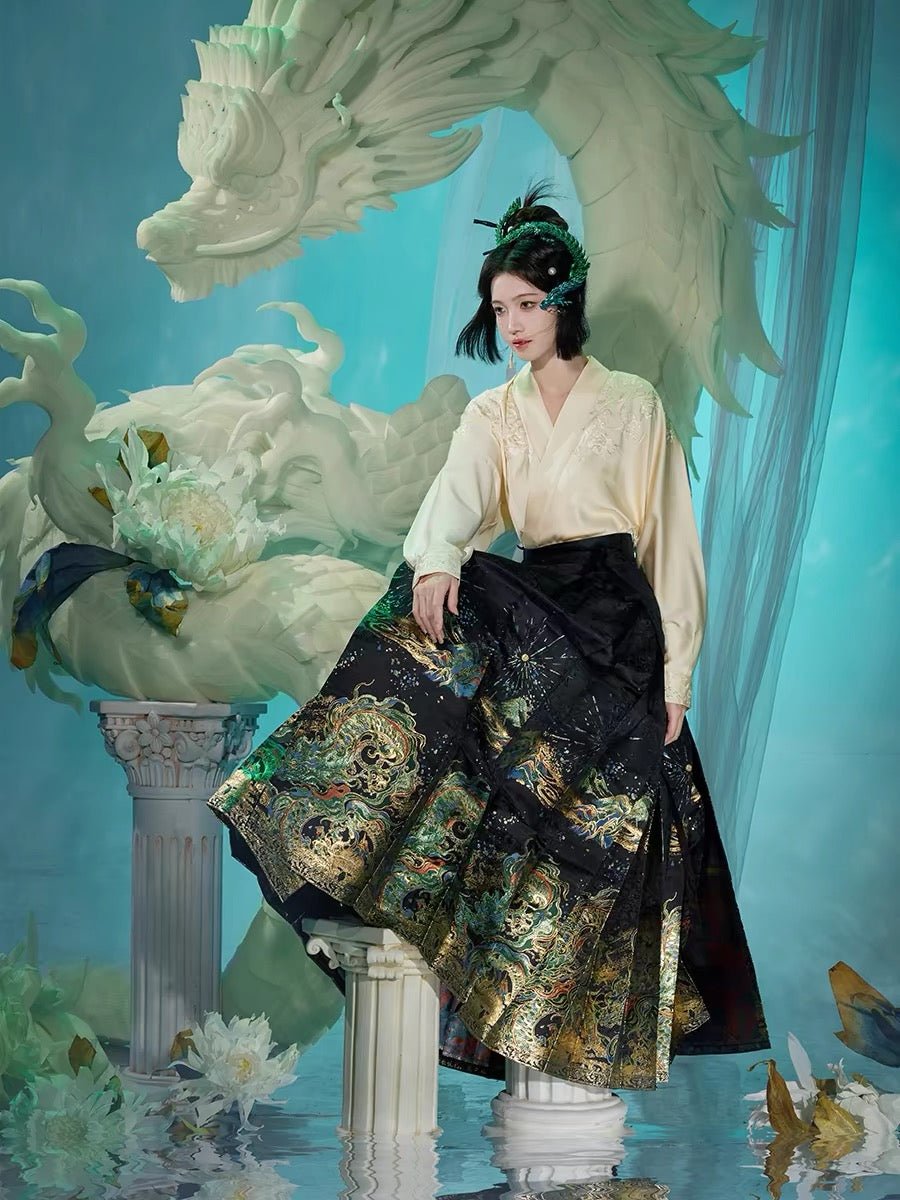 High - end Hanfu Mamian Skirt - Qing Long - Jianxi Hanfu