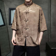 brown tang suit male clothes - Jianxi Hanfu