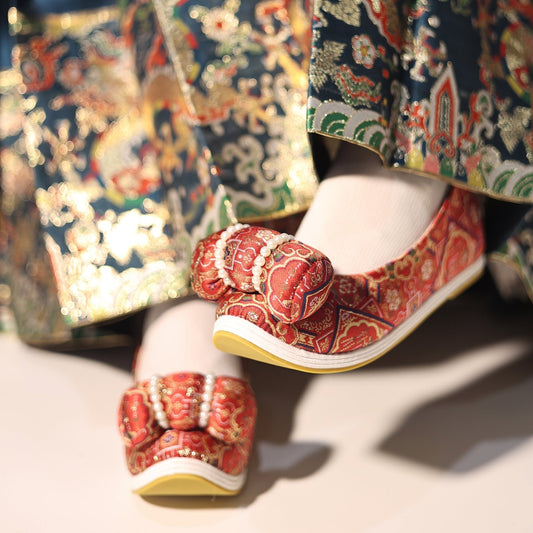 Red hanfu shoes wedding shoes-Jianxi Hanfu