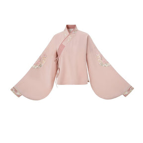 pink cross collar autumn women's clothing-Jianxi Hanfu