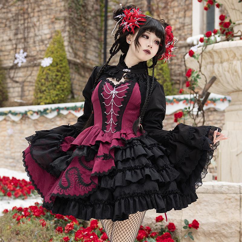 qi lolita dresses chinese women's black hanfu - Jianxi Hanfu