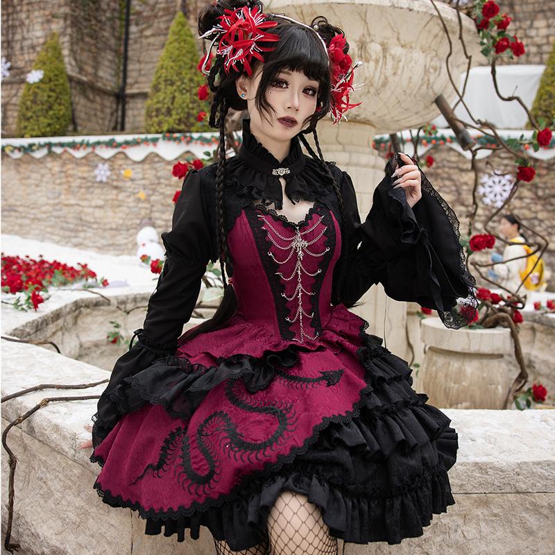 chinese style jsk skirt qi lolita dresses women's black hanfu - Jianxi Hanfu