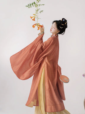 orange hanfu dress ming dynasty women's clothes-Jianxi Hanfu