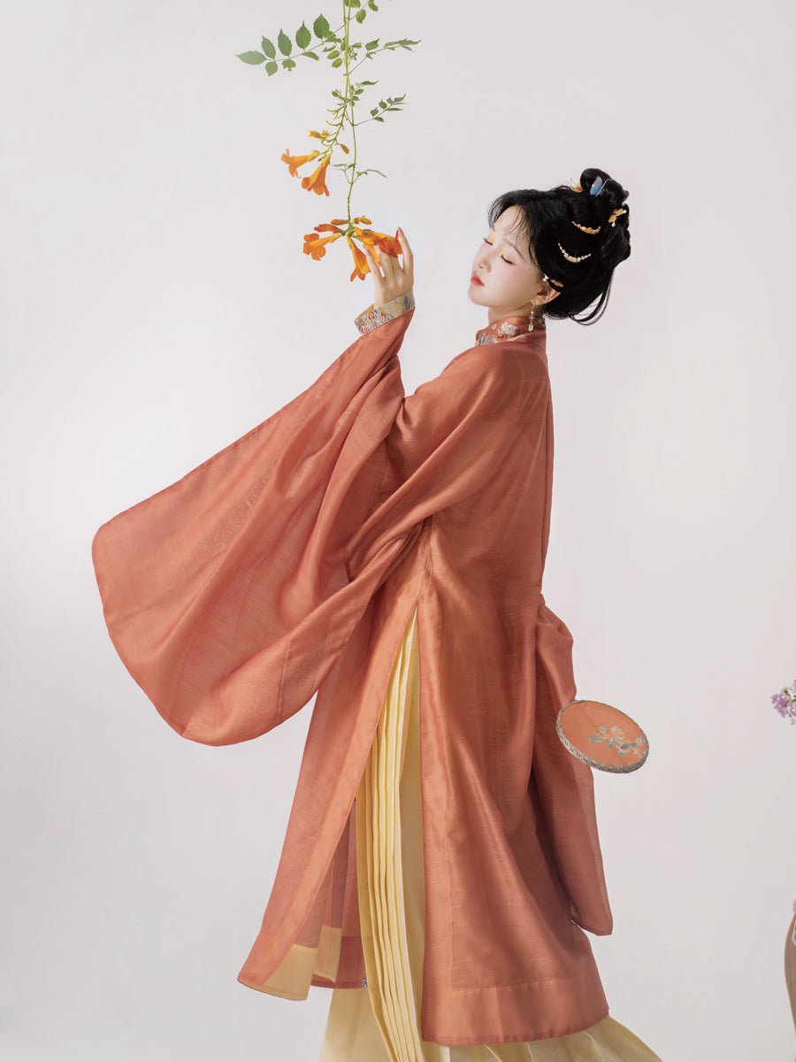 orange hanfu dress ming dynasty women's clothes-Jianxi Hanfu