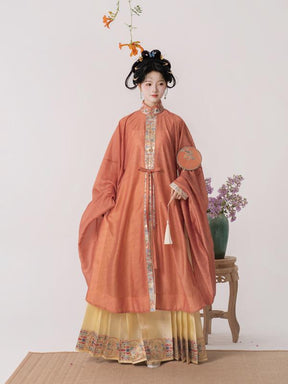 orange hanfu dress ming dynasty girls summer clothes-Jianxi Hanfu