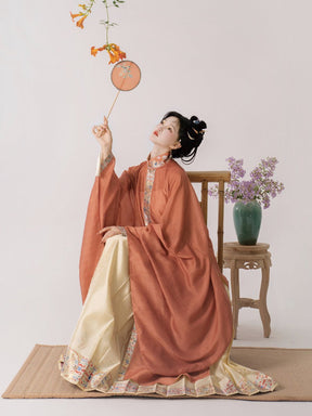 orange hanfu dress ming dynasty girls clothes-Jianxi Hanfu